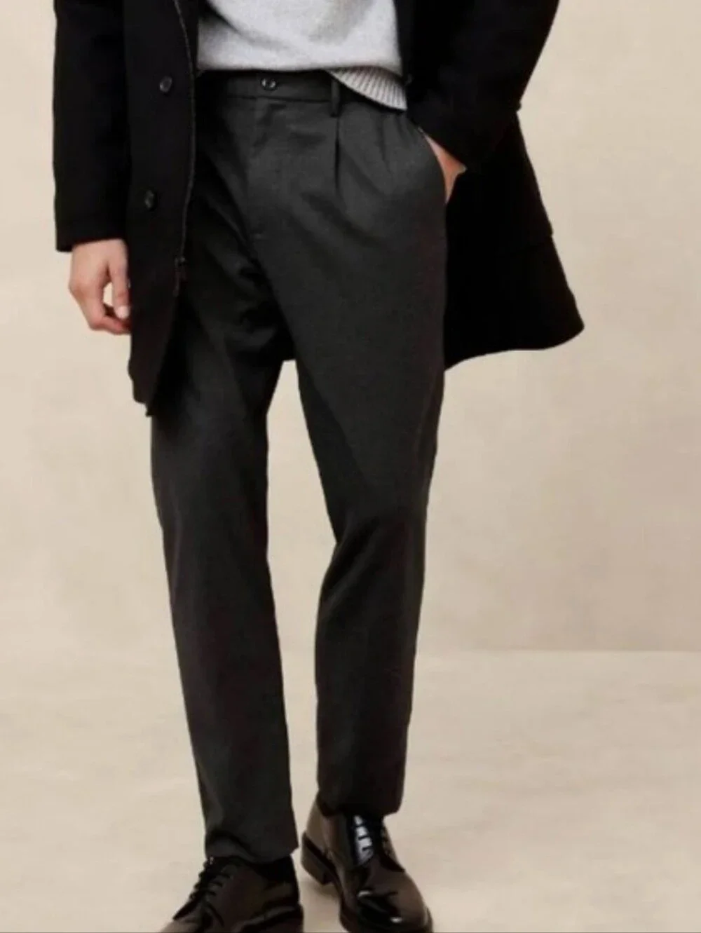 Banana Republic Charcoal Brushed Pleated Pant